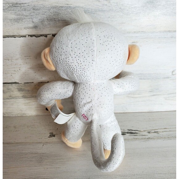 Fingerlings Plush Monkey White w/ Silver Glitter Poseable Limbs 9" Stuffed Toy - Picture 4 of 8